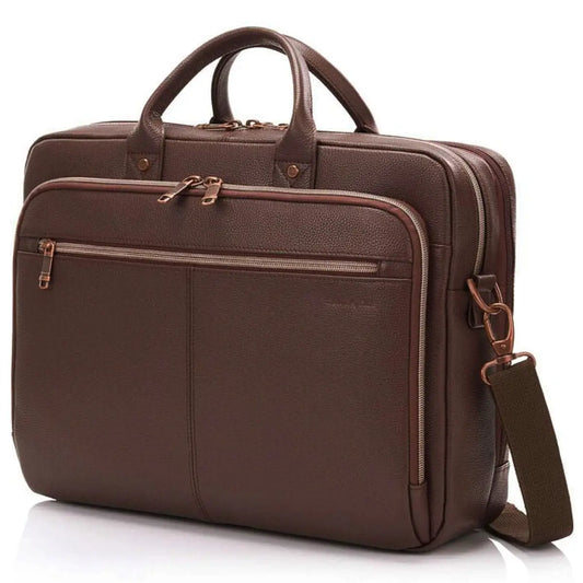 Samsonite Classic Leather Toploader 15.6" Laptop Bag - Chocolate