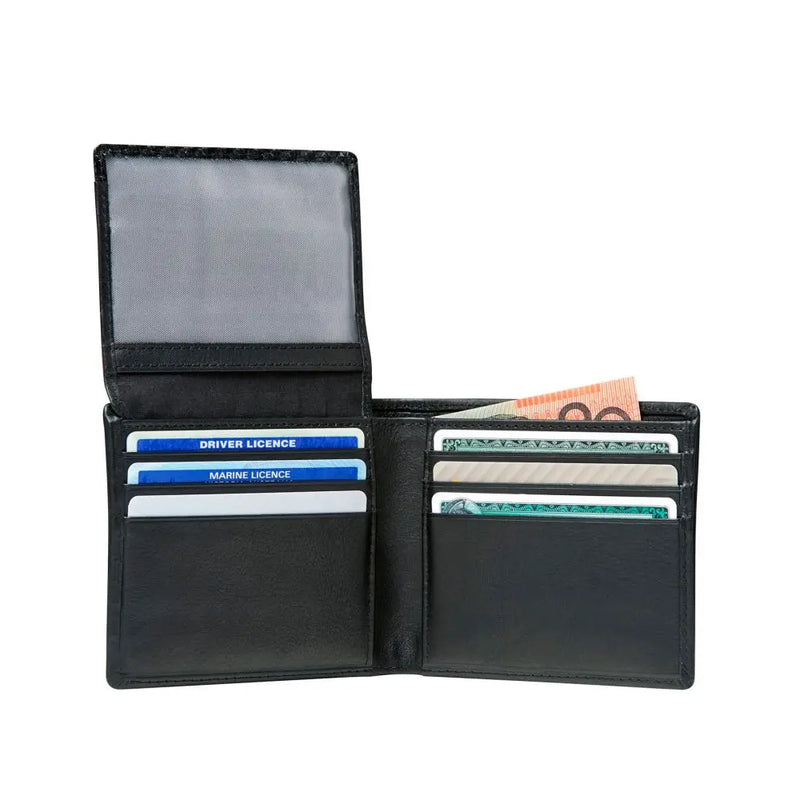 Note wallet with ID window and 9 credit card slots