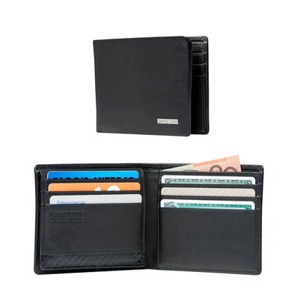 DLX Leather Wallet - ID with 9 RFID Credit Card Slots - Black