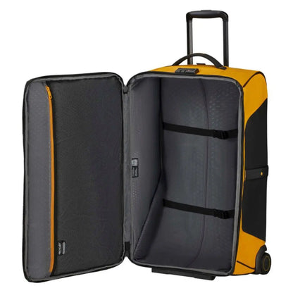 Interior zippered pocket and packing straps to keep you organised