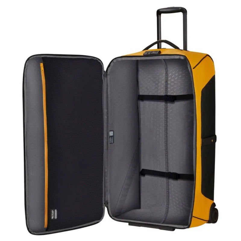 Interior zippered pocket and packing straps to keep you organised