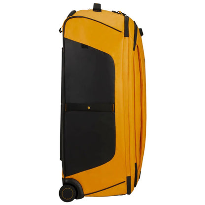 High quality smooth running wheels are inset into corner-mounted wheel housings