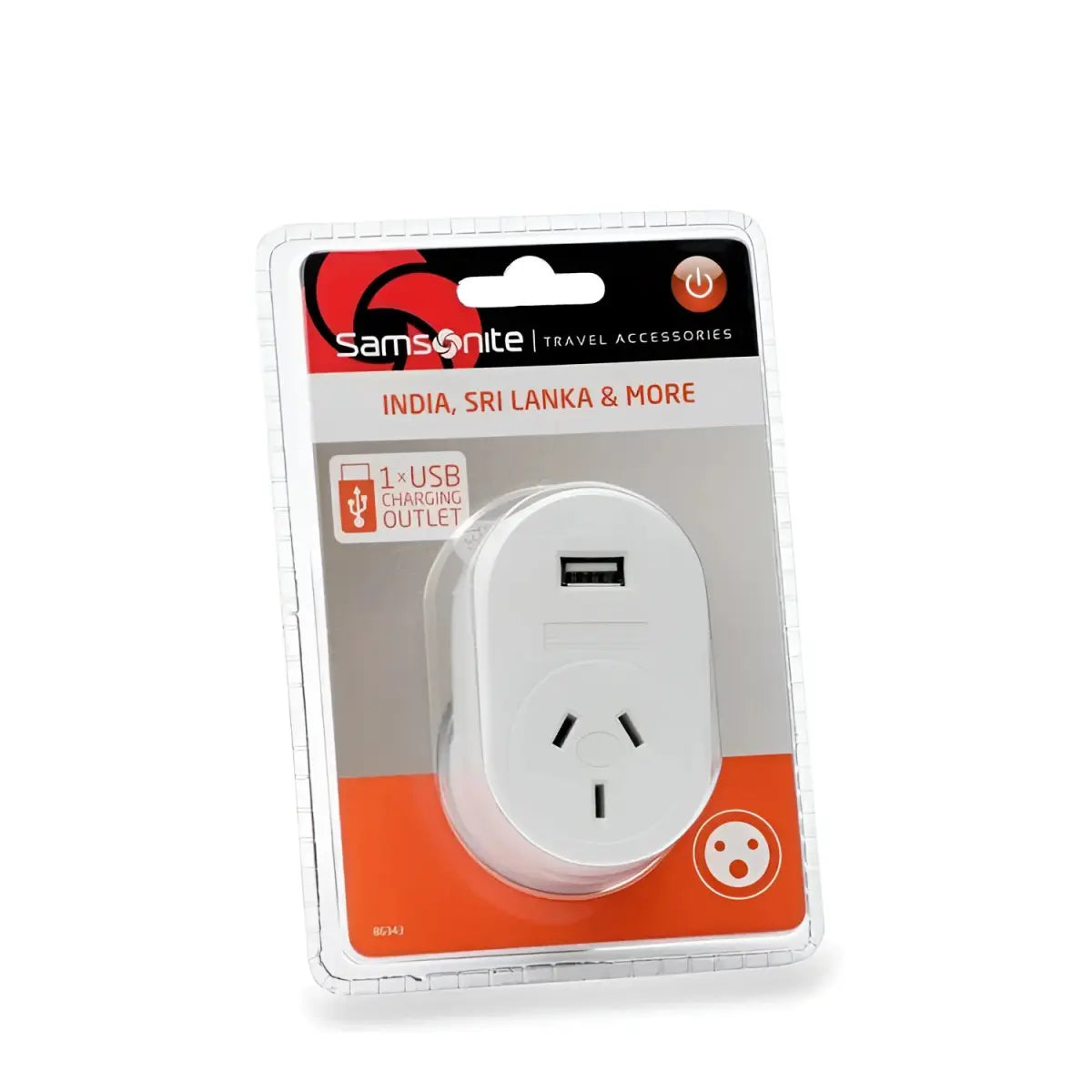 Samsonite Electrical Adaptor with USB - Australia to India - White - front