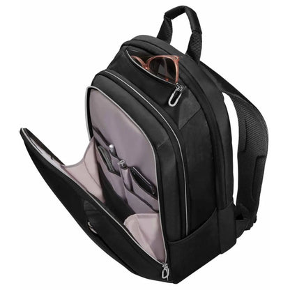 Front pocket has multiple slip pockets for a phone, pen etc