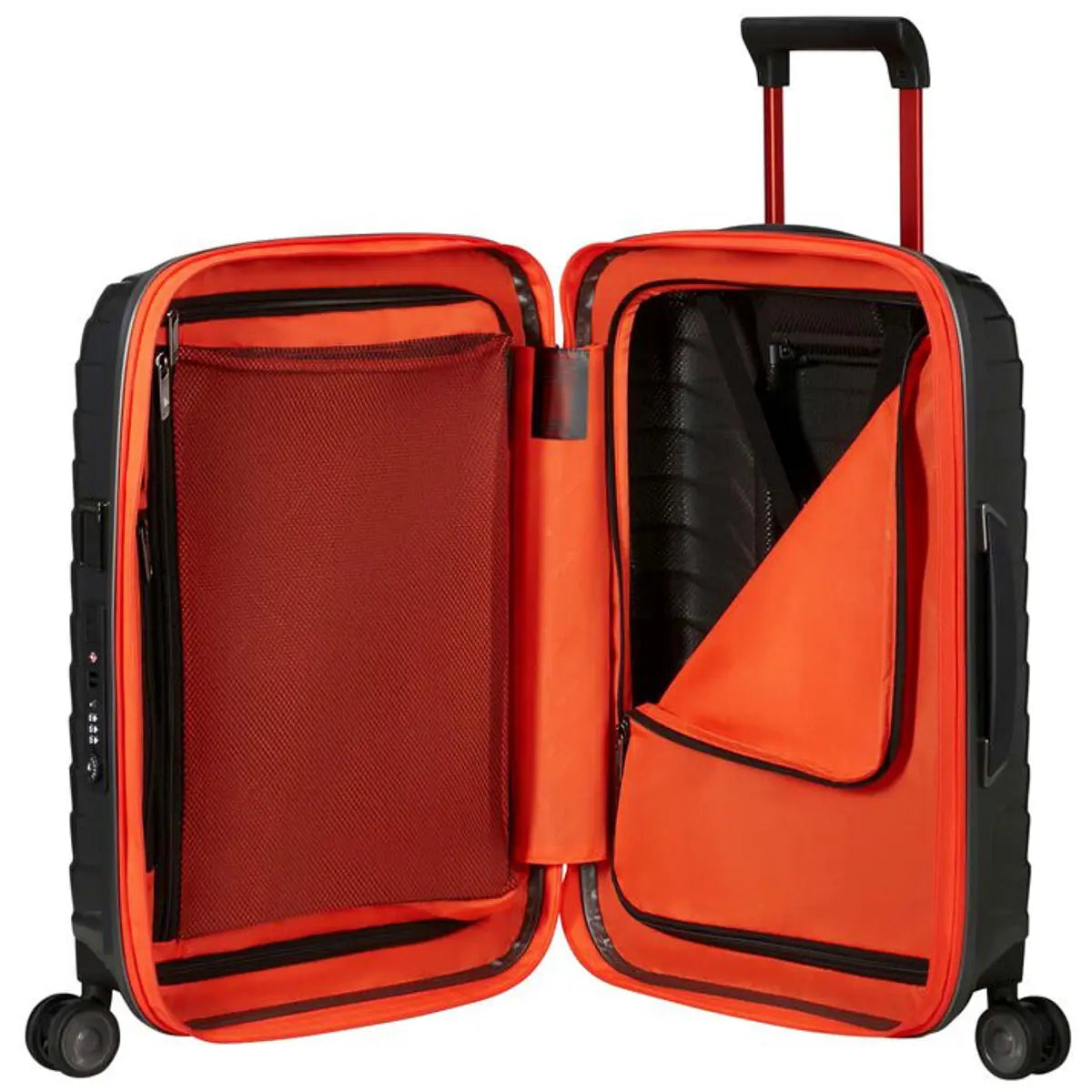 Samsonite Proxis 55cm Expandable 4 Wheel Carry on Suitcase Dark Green / Orange