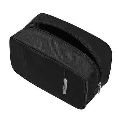 Zip opening spacious enough to fit larger toiletries