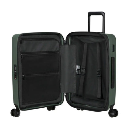 Packing straps for securing luggage and zipped divider with pockets