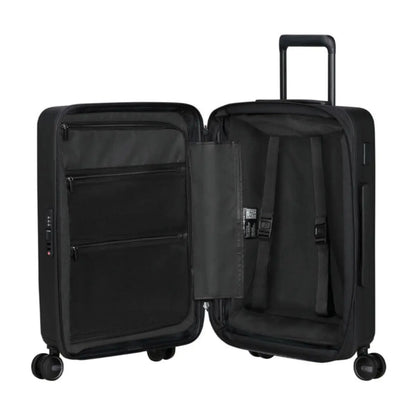 Packing straps for securing luggage and zipped divider with pockets