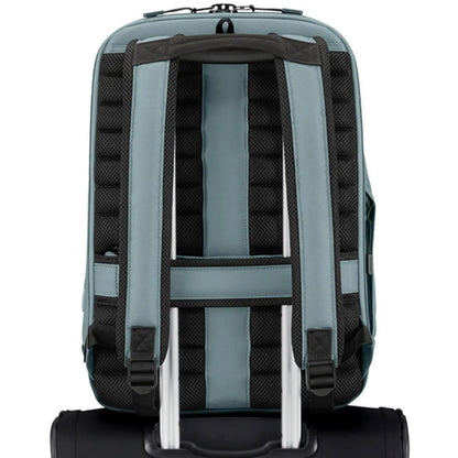 Smart sleeve on rear slips over luggage pull up handles