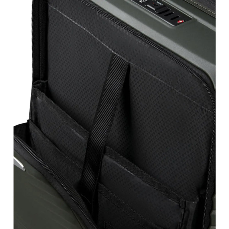 Lockable front zippered pocket with dedicated, padded laptop and tablet sleeves