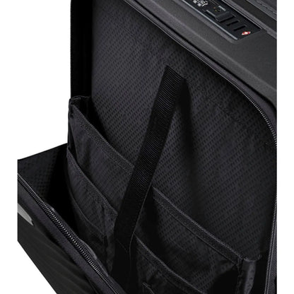 Lockable front zippered pocket with dedicated, padded laptop and tablet sleeves