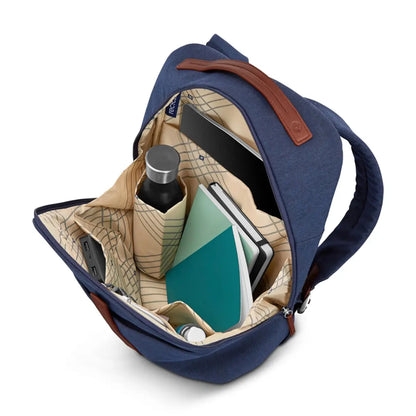 Interior padded laptop sleeve fits up to 15" Macbooks or 14.1" laptops