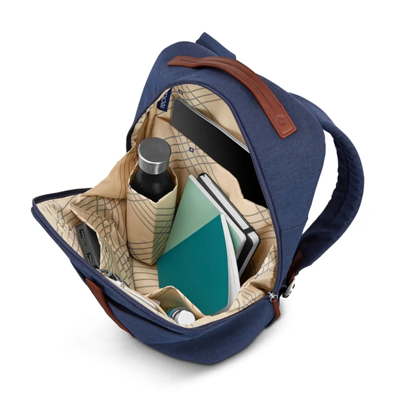 Interior padded laptop sleeve fits up to 15" Macbooks or 14.1" laptops