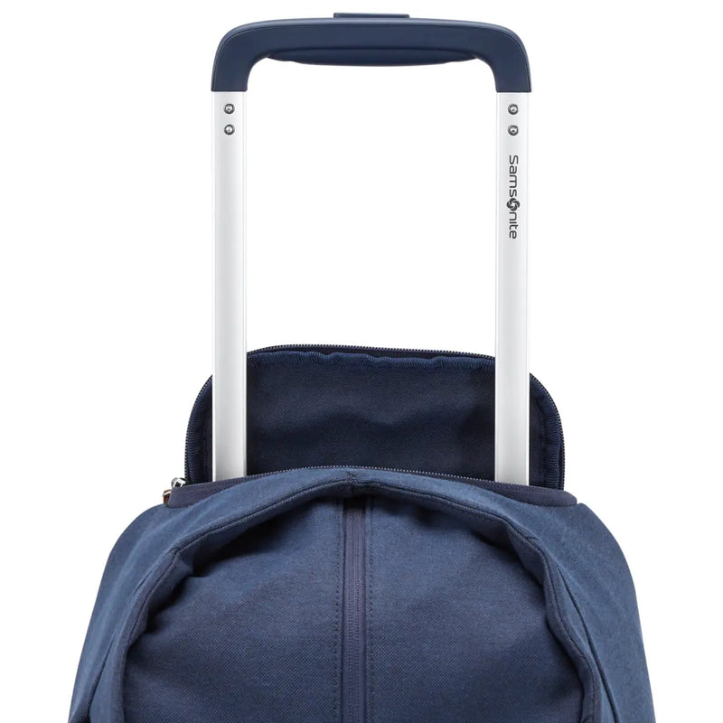 Pull handle stores away in zippered compartment when not in use