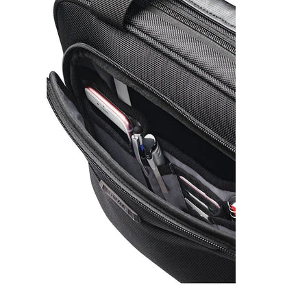 Front zippered organiser pocket complete with pen sleeves, card slots, accessory pockets and slip pockets