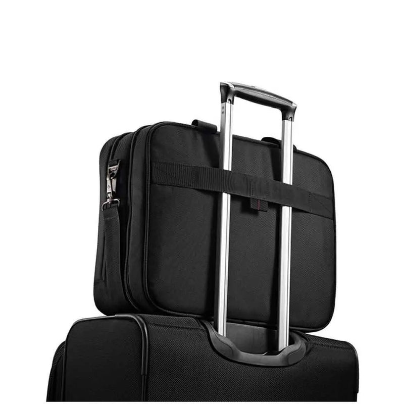 SmartSleeve feature allows bag to fit over upright luggage handles for easy mobility when not in use