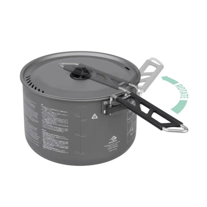 When folded, the Pivot-Lock handle locks the lid on to the pot to contain the complete set