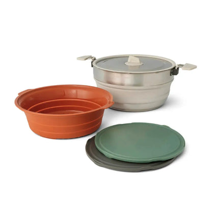 Sea To Summit Detour Essentials Camp Kitchen 4 Piece Kit (5L Pot Set with Colander and Cutting Boards)