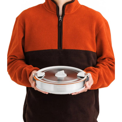 Click-Safe handles flip around to secure lid for transport