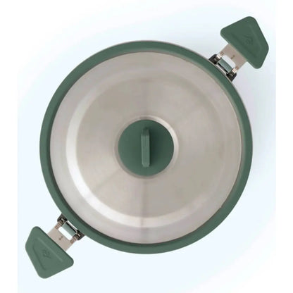 Dual Click-Safe handles allow you to securely hold, carry or pour from the pot, and can be reversed to secure the lid/contents for transport