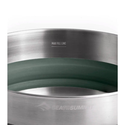 Large radius curve between base and sidewalls matches Sea to Summit utensils and makes cleaning simple