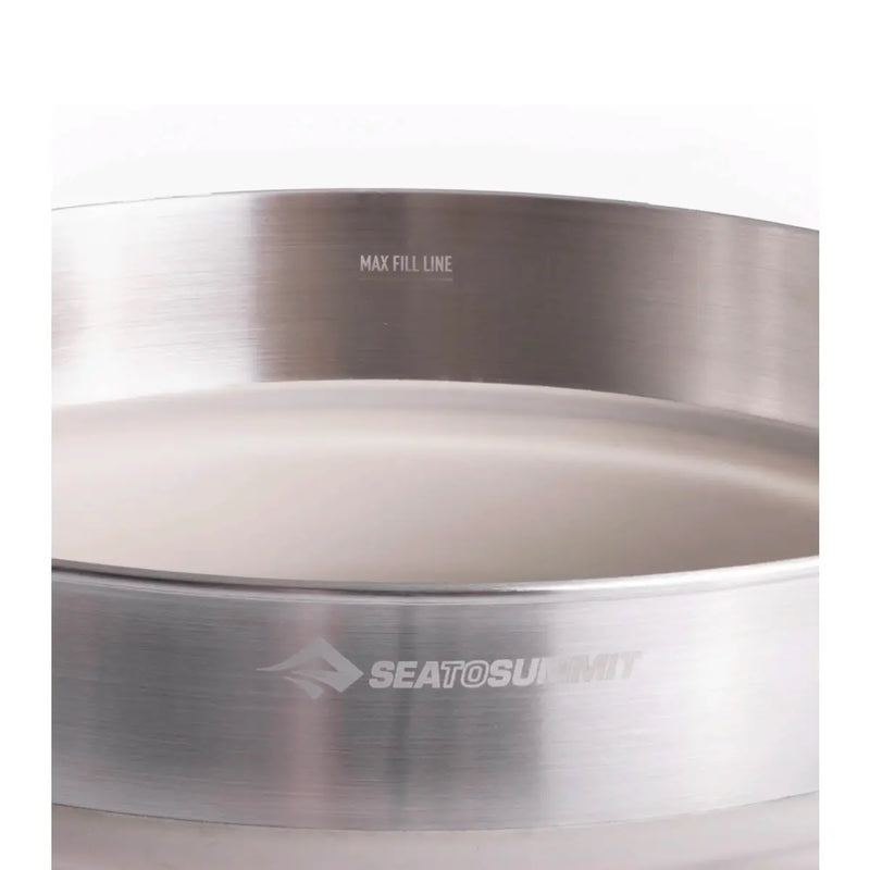 Large radius curve between base and sidewalls matches Sea to Summit utensils and makes cleaning simple