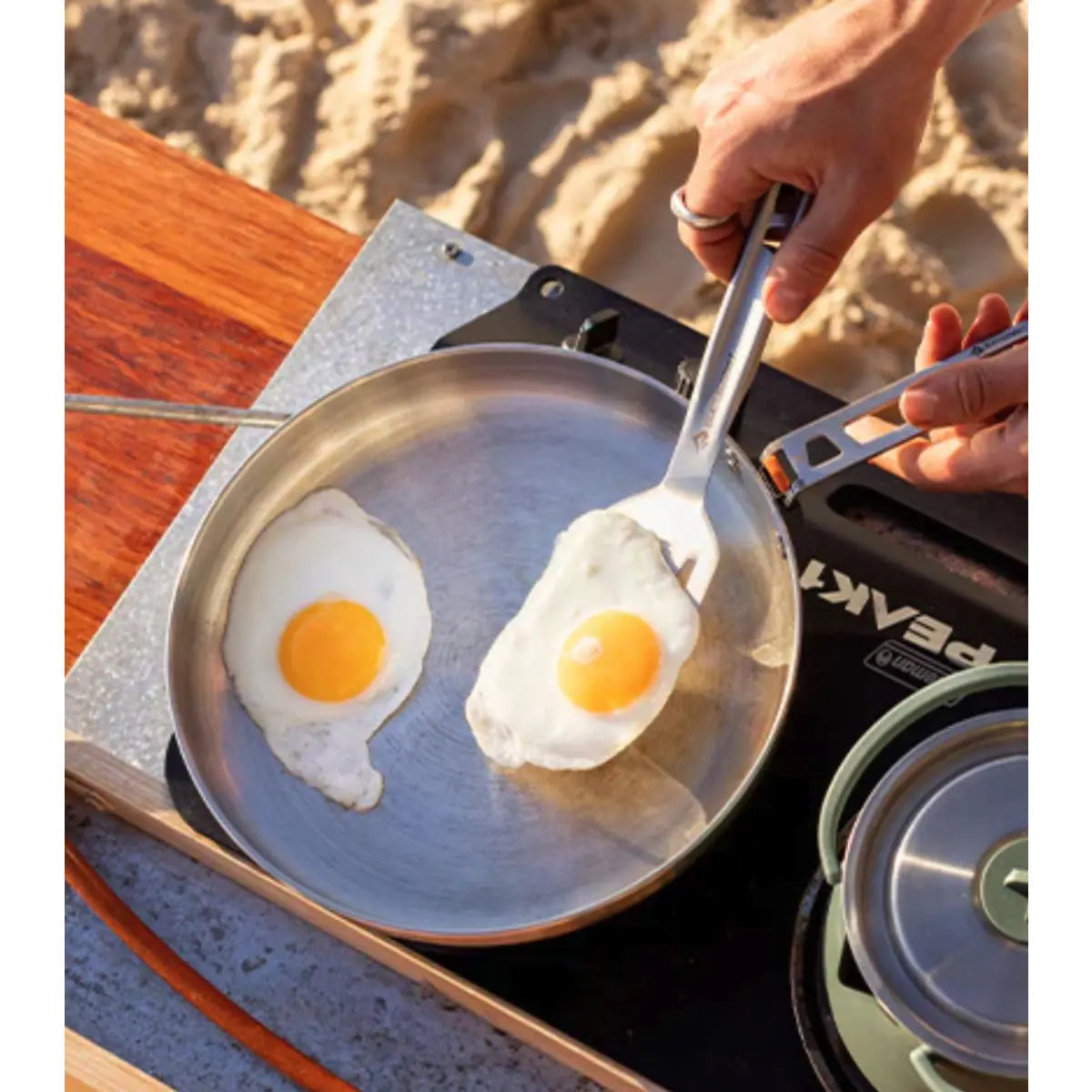 Pan is compatible with induction stoves, radiant electric stoves and gas stoves for ultimate flexibility