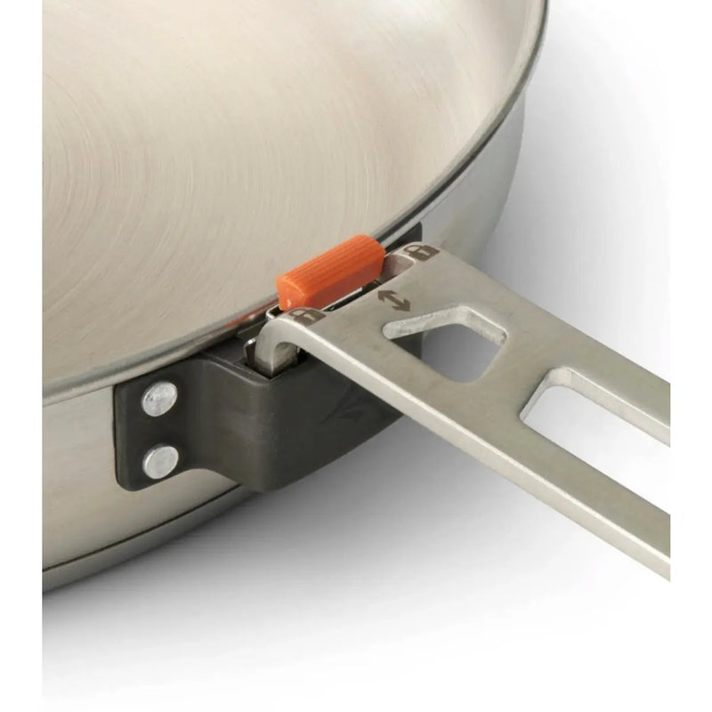 Click-Safe handle locks securely in place for use, and can be reversed to reduce overall size for stowing