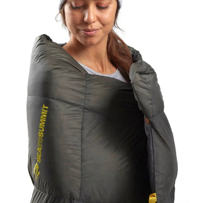 Box baffle construction throughout with vertical baffles in the torso to minimize down shift and maximize the retention of warmth