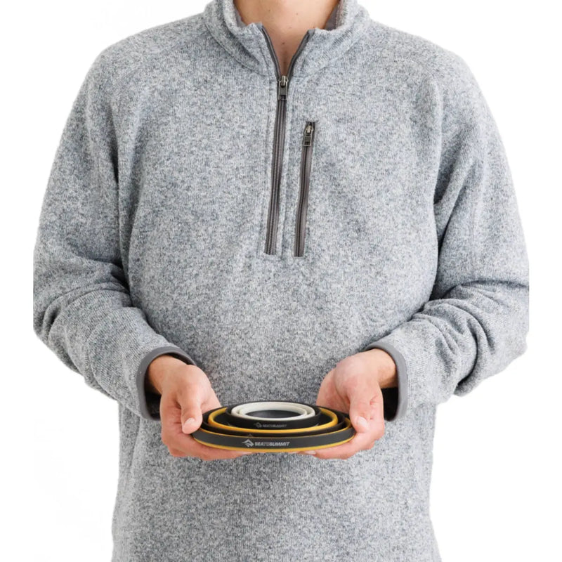 Each item collapses to less than 2 cm, and all three nest together for compact packing