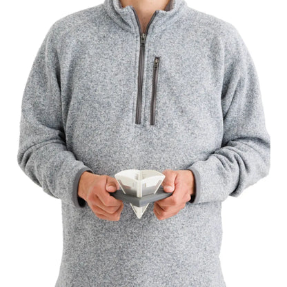 Filter unit holds one serving (approx 30g) of ground coffee