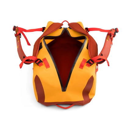 Unique asymmetrical zipper design creates large entry opening for easy packing and access to contents