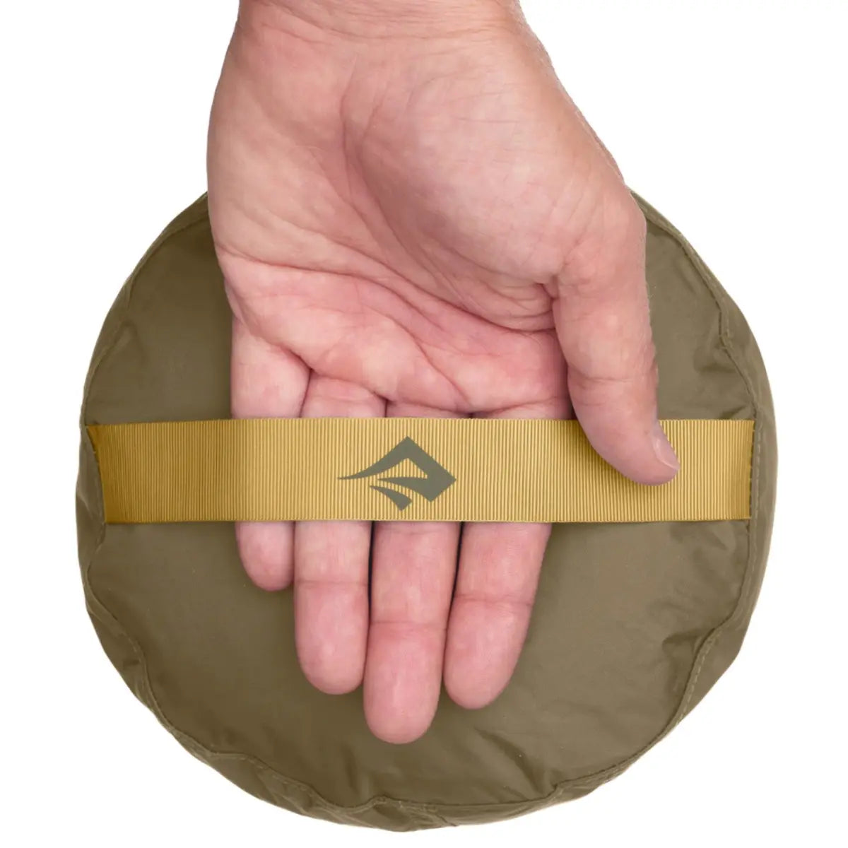 Sturdy, Nylon webbing handle on round base provides a secure grab point