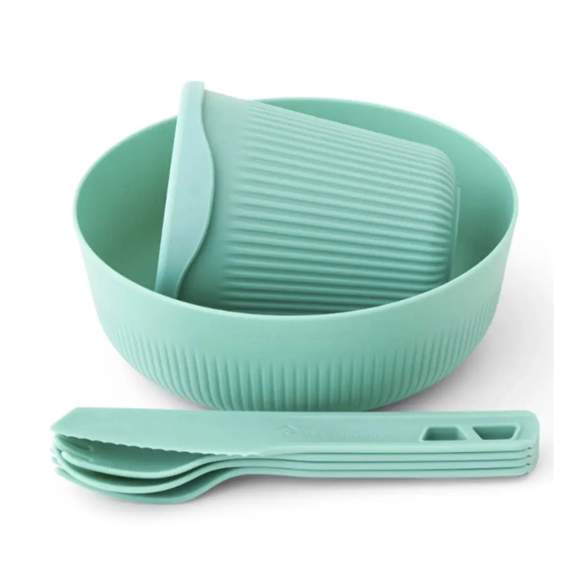 Includes: Medium Bowl, Cup, Knife, Spork, Spoon and Fork