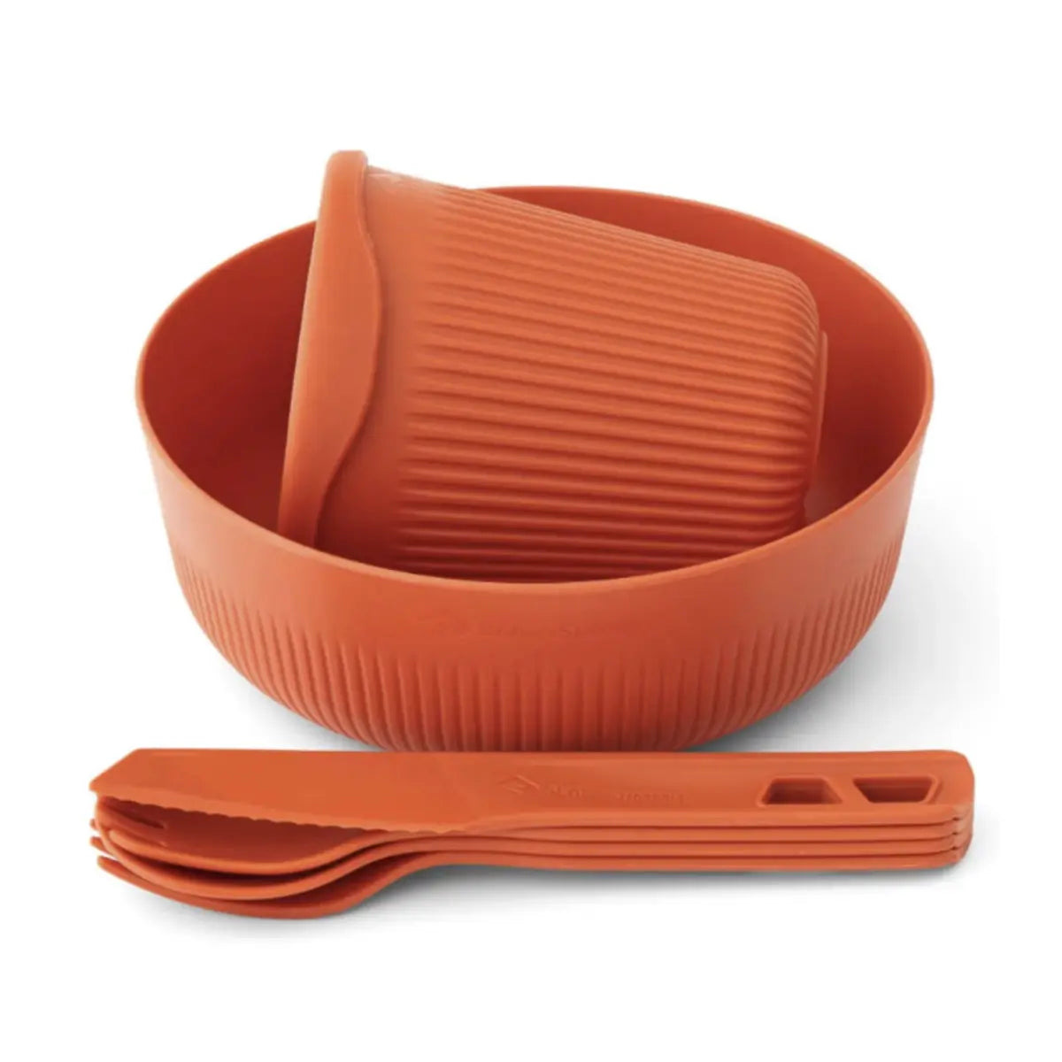 Includes: Medium Bowl, Cup, Knife, Spork, Spoon and Fork