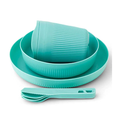 Includes: Plate, Large Bowl, Insulated Mug, Knife, Spork, Spoon, Fork