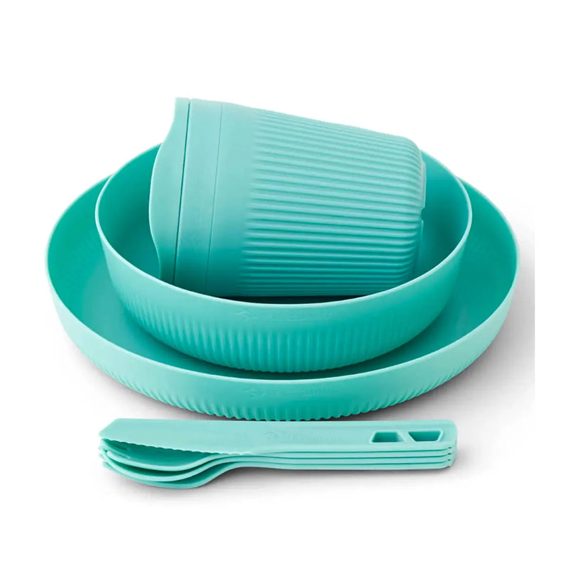 Includes: Plate, Large Bowl, Insulated Mug, Knife, Spork, Spoon, Fork