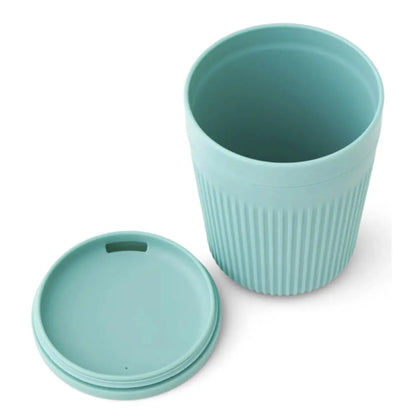 Polypropylene sipping lid fits firmly to prevent spills