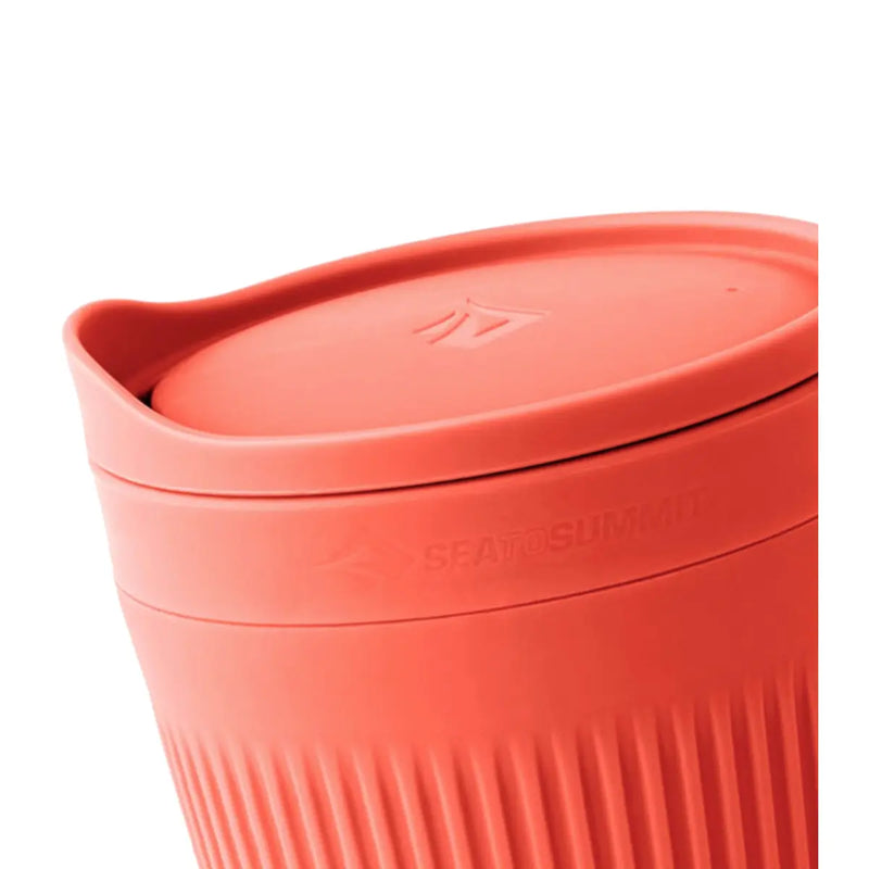 Polypropylene sipping lid fits firmly to prevent spills