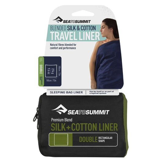 Sea to Summit Silk and Cotton Travel Sleep Liner - Double - Navy