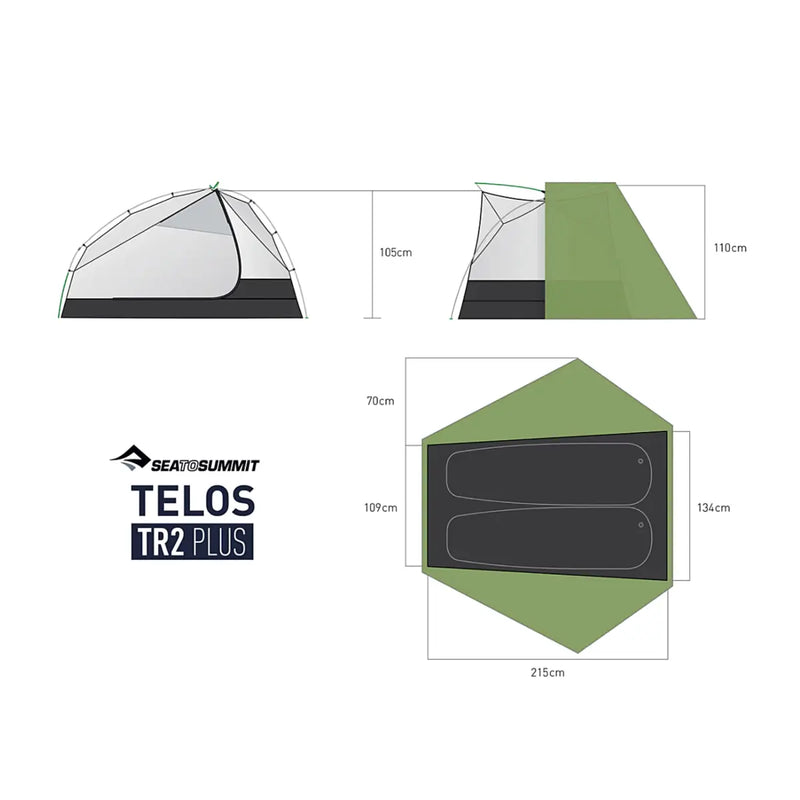 Sea To Summit Telos TR2 Plus Ultralight Tent (2 Person) - Green
