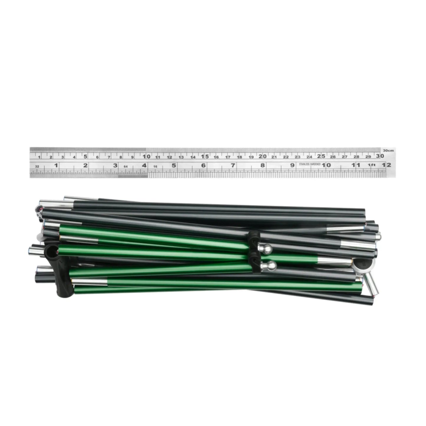 Shorter tent pole sections for compact storage