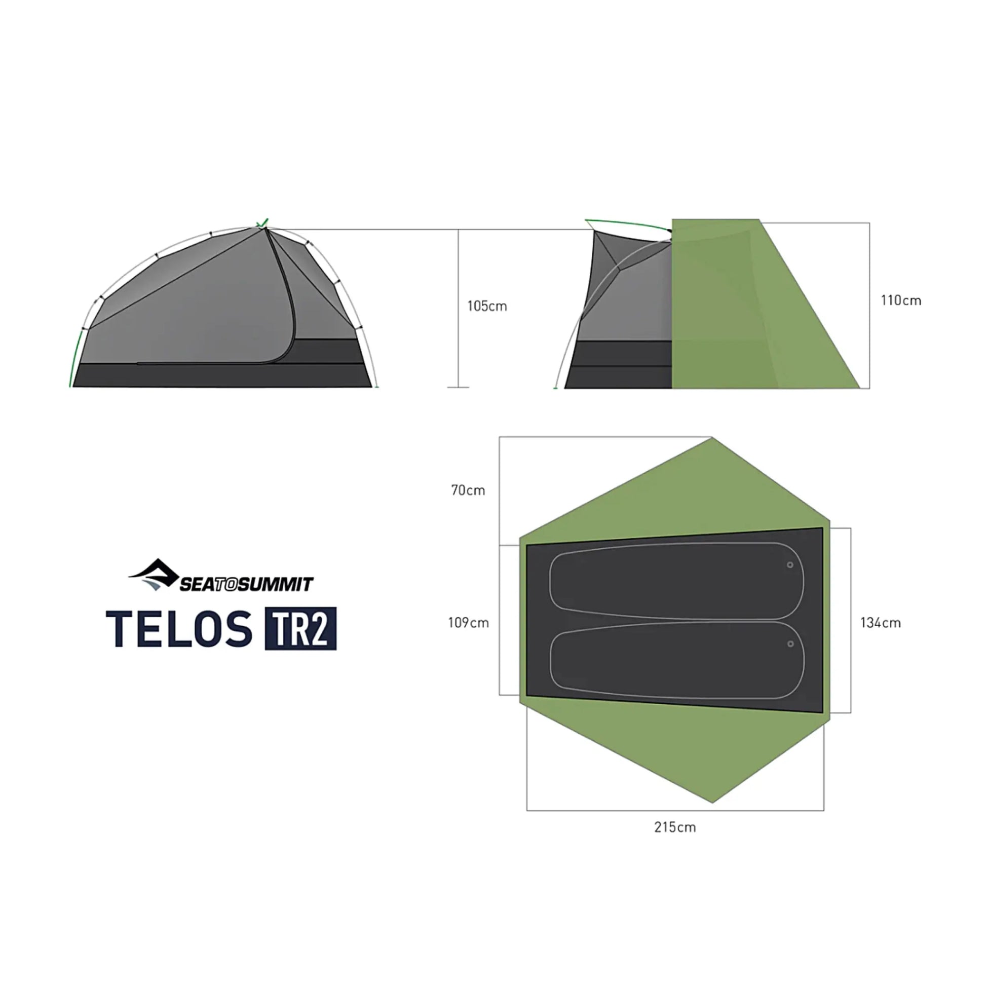 Sea To Summit Telos TR2 Ultralight Tent (2 Person) - Green