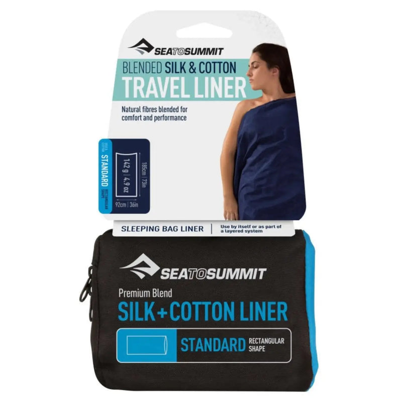 Sea to Summit Travel Sleep Liner : Silk and Cotton Standard - Navy