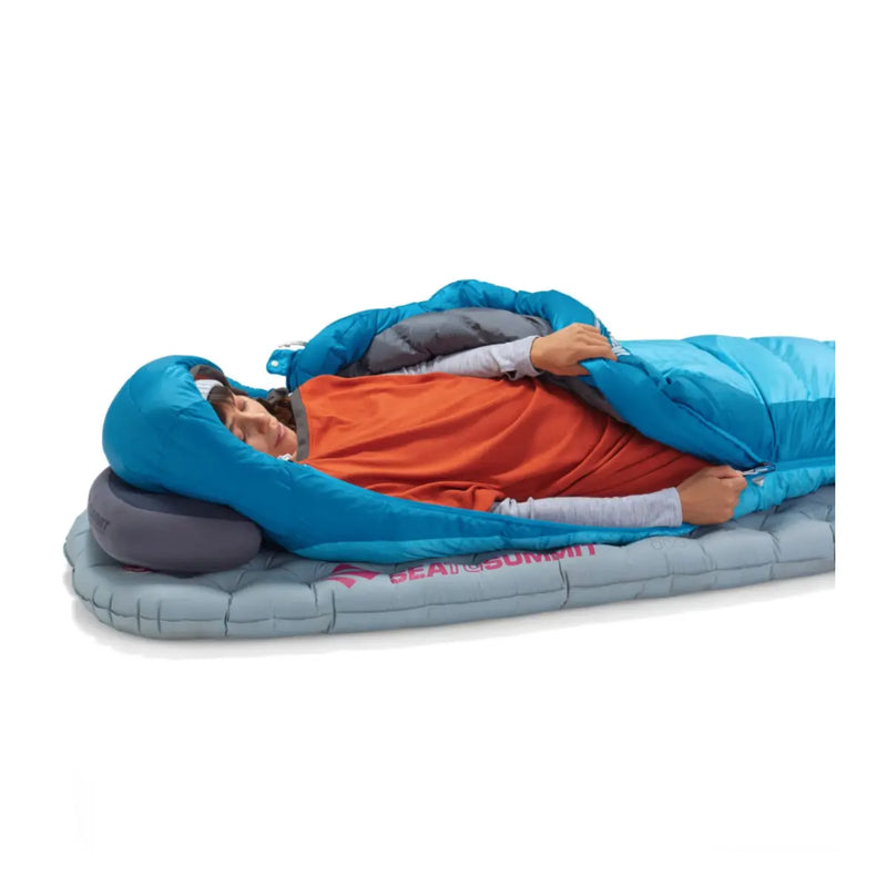 Semi-rectangular women's specific fit is designed for spacious comfort when you're camping or traveling