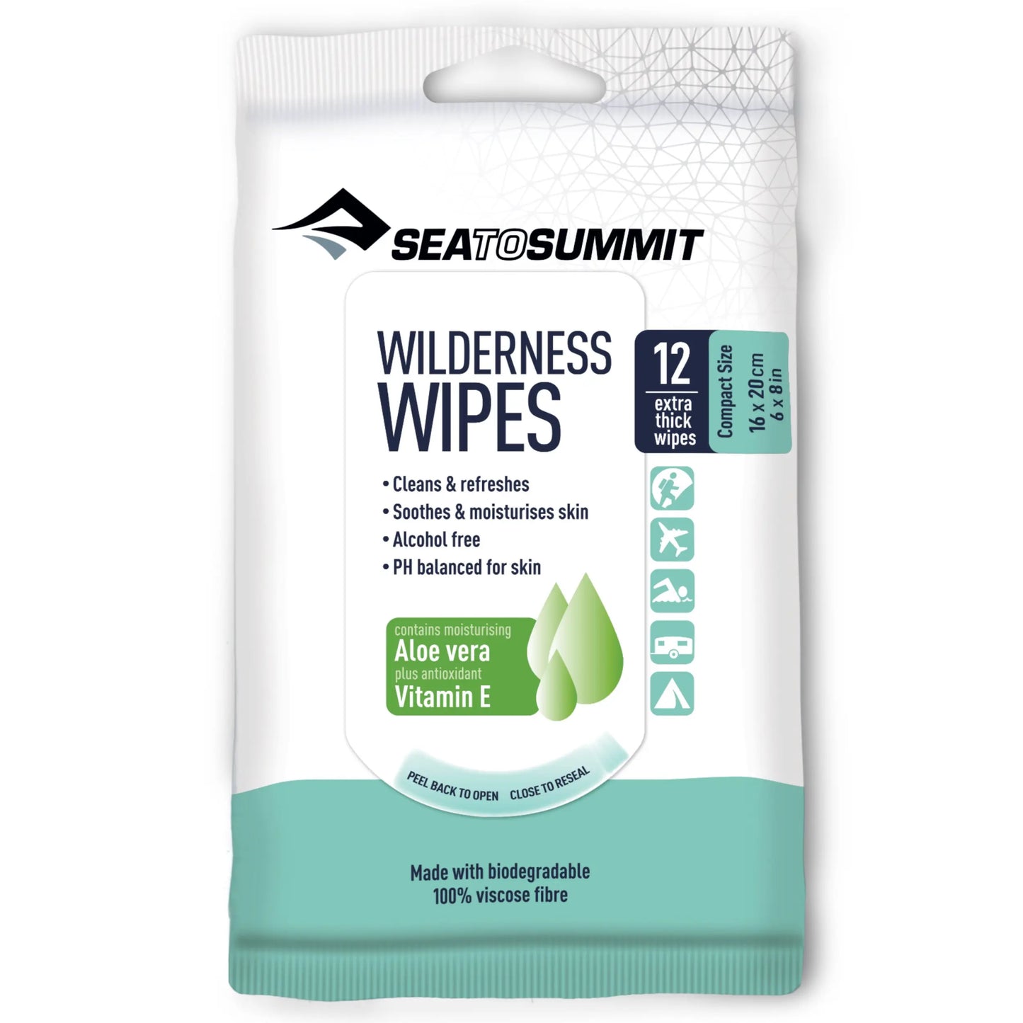 Sea to Summit Wilderness Wipes - Compact Size (12 Extra Thick Wipes)