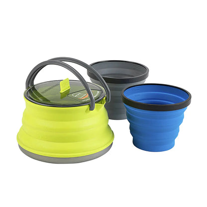 Sea to Summit X-Set 11 - 1.3L X-Pot Collapsible Kettle and 2 X-Mugs - Lime / Blue / Grey