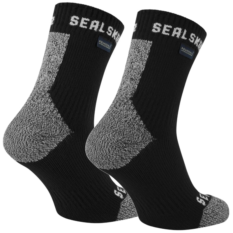 Sealskinz Dunton Waterproof All Weather Ankle Length Sock with Hydrostop (Small) - Black / Grey