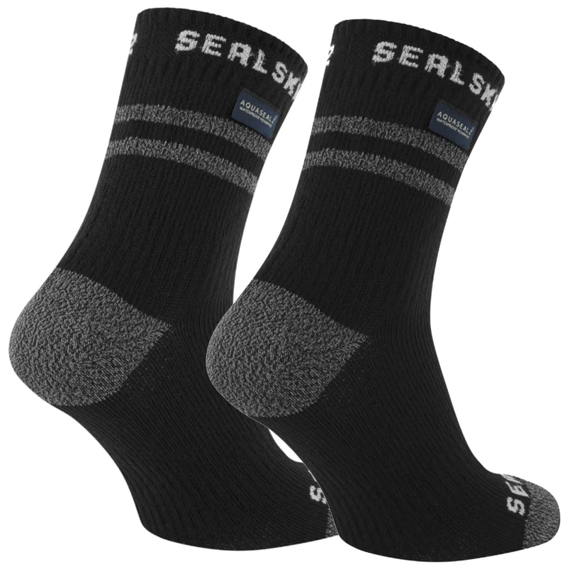 Sealskinz Mautby Waterproof Warm Weather Ankle Length Sock with Hydrostop (Black) - Small