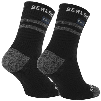 Sealskinz Mautby Waterproof Warm Weather Ankle Length Sock with Hydrostop (Black) - Large